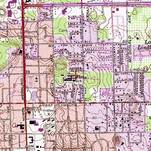 Topographic Map of George W Marks Elementary School, FL
