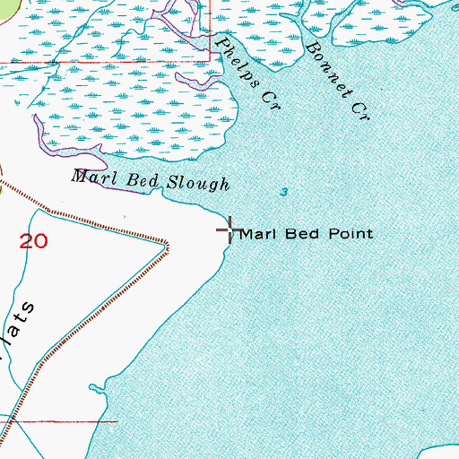 Topographic Map of Marl Bed Point, FL
