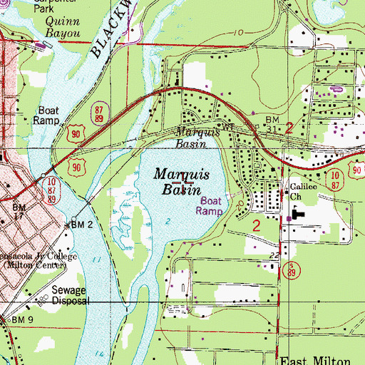 Topographic Map of Marquis Basin, FL
