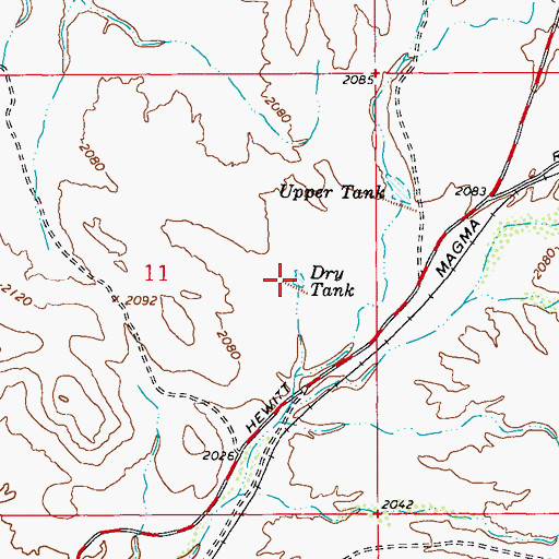 Topographic Map of Dry Tank, AZ