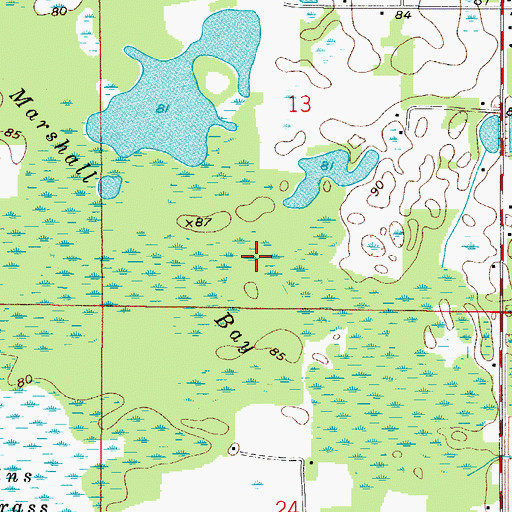 Topographic Map of Marshall Bay, FL
