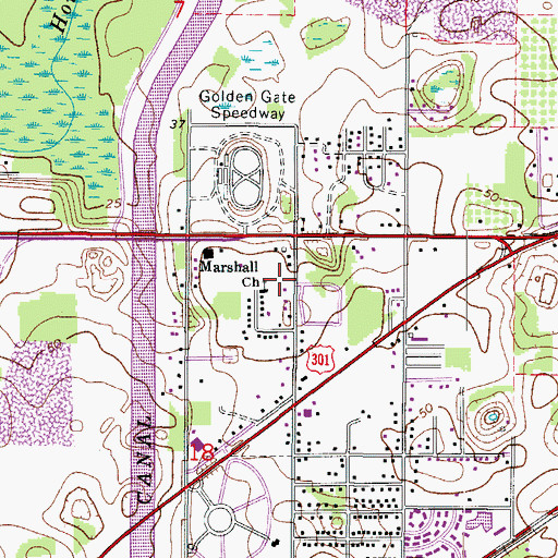Topographic Map of Marshall Church, FL