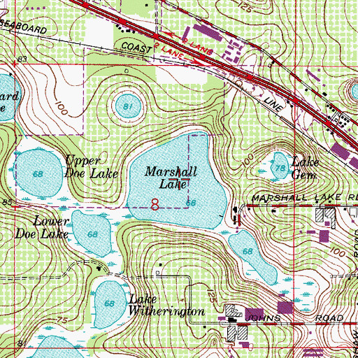 Topographic Map of Marshall Lake, FL