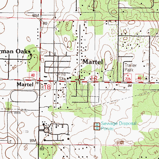 Topographic Map of Martel, FL