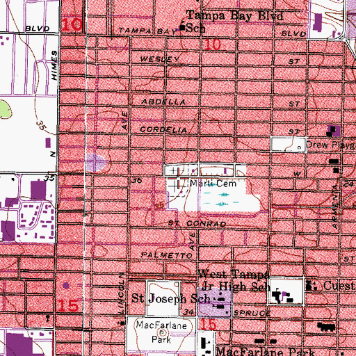 Topographic Map of Martin - Colon Cemetery, FL
