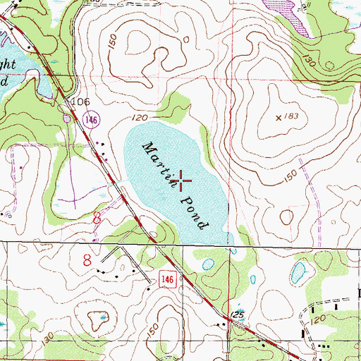 Topographic Map of Martin Pond, FL