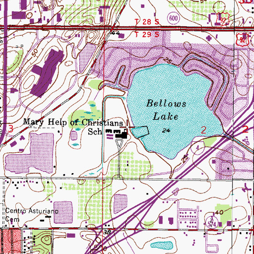 Topographic Map of Mary Help of Christmas School, FL