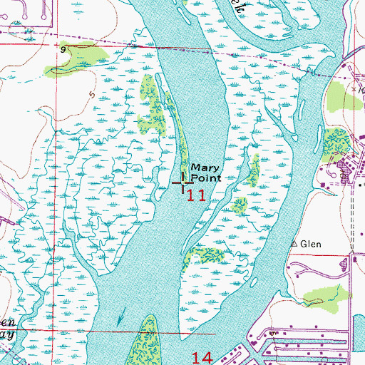 Topographic Map of Mary Point, FL