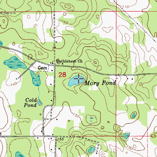 Topographic Map of Mary Pond, FL