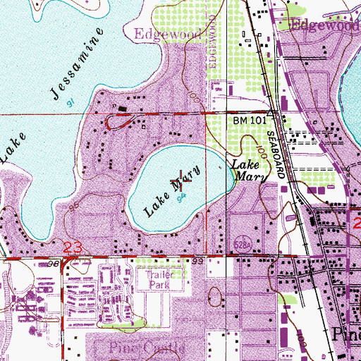 Topographic Map of Lake Mary, FL