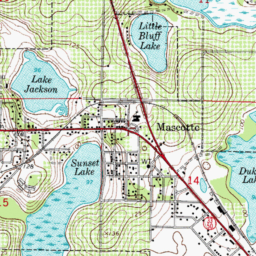Topographic Map of Mascotte, FL