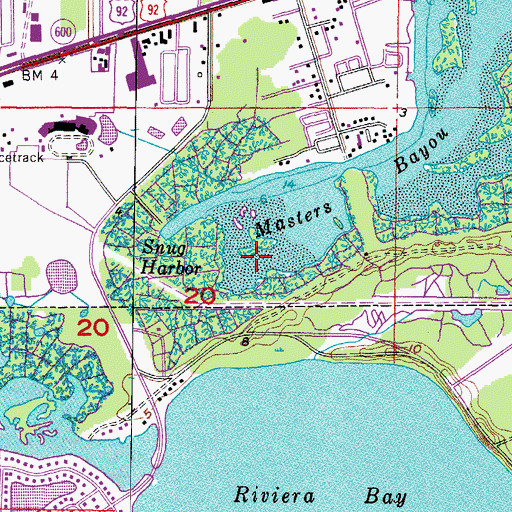 Topographic Map of Masters Bayou, FL