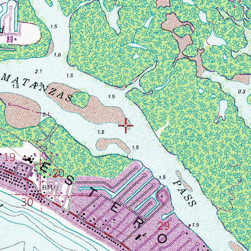 Topographic Map of Matanzas Pass, FL