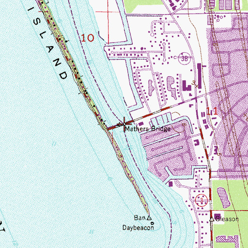 Topographic Map of Mathers Bridge, FL
