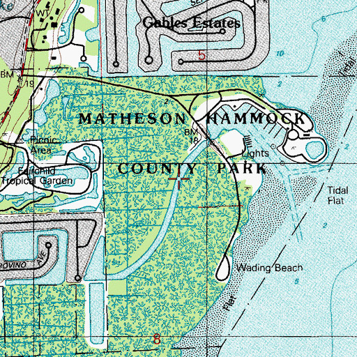 Topographic Map of Matheson Hammock County Park, FL