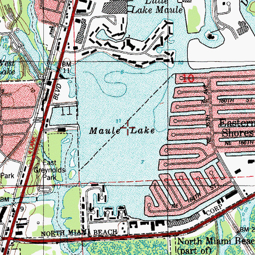 Topographic Map of Maule Lake, FL