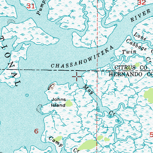 Topographic Map of May Creek, FL