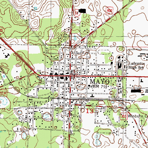 Topographic Map of Mayo, FL