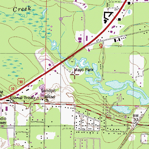 Topographic Map of Mayo Park, FL