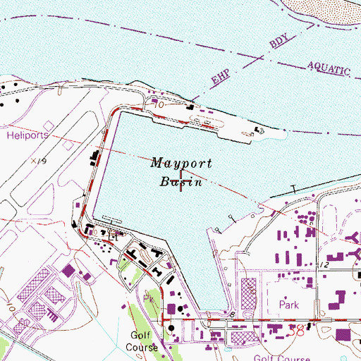 Topographic Map of Mayport Basin, FL