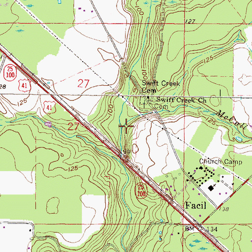 Topographic Map of McCall Branch, FL