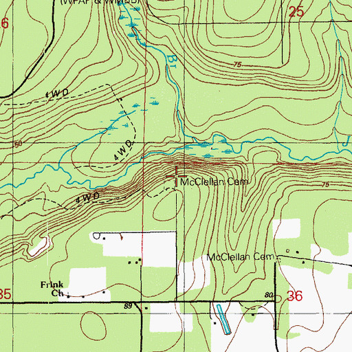 Topographic Map of McClellan Cemetery, FL