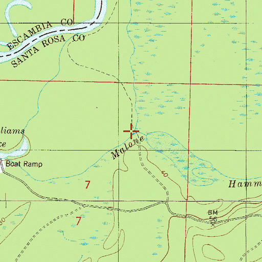 Topographic Map of McCostill Mill Creek, FL