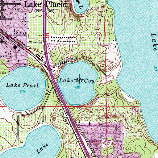 Topographic Map of Lake McCoy, FL