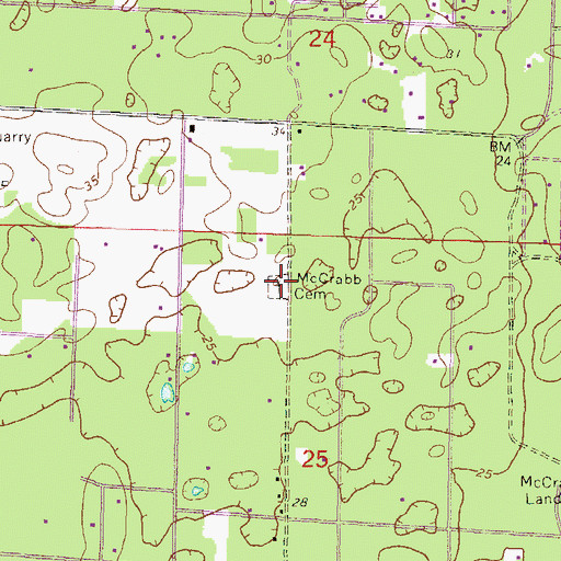 Topographic Map of McCrabb Cemetery, FL