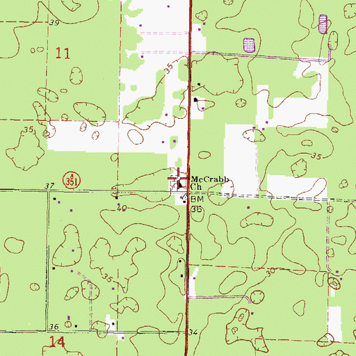 Topographic Map of McCrabb Church, FL