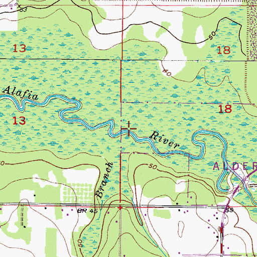 Topographic Map of McDonald Branch, FL