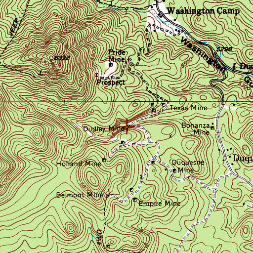 Topographic Map of Dudley Mine, AZ