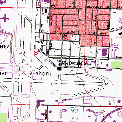 Topographic Map of McDonald School, FL