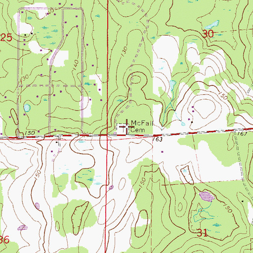Topographic Map of McFall Cemetery, FL