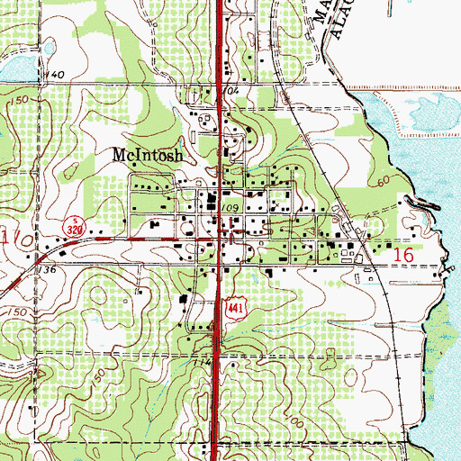 Topographic Map of McIntosh, FL