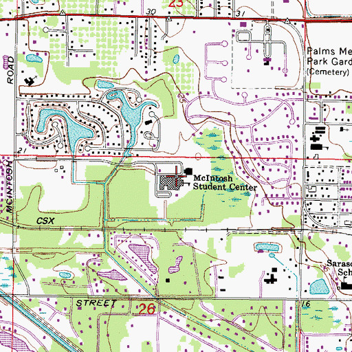 Topographic Map of McIntosh Middle School, FL