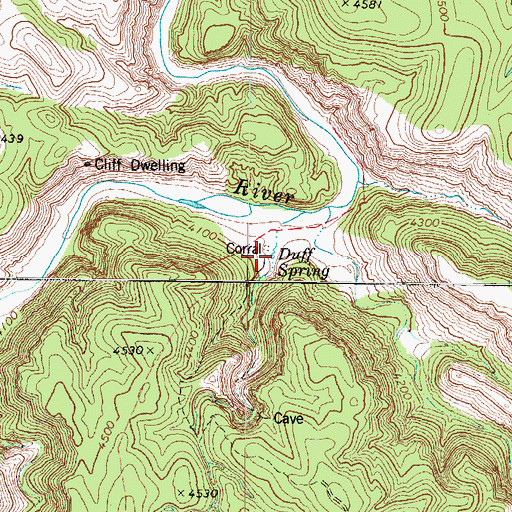 Topographic Map of Duff Spring, AZ