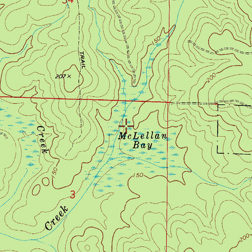 Topographic Map of McLellan Bay, FL