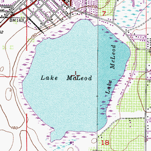 Topographic Map of Lake McLeod, FL