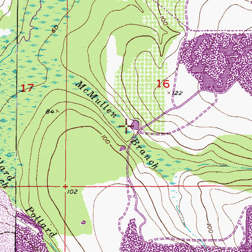 Topographic Map of McMullen Branch, FL