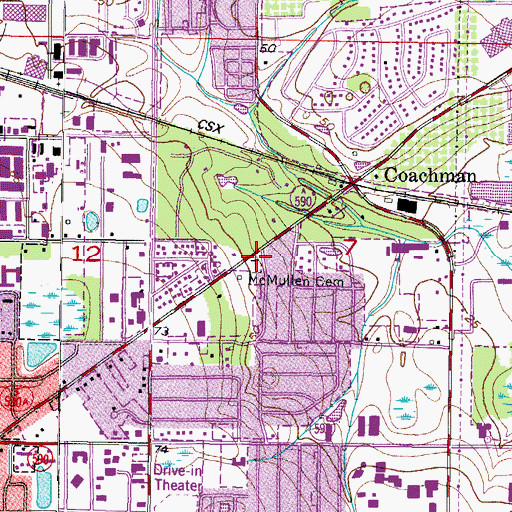 Topographic Map of McMullen Cemetery, FL