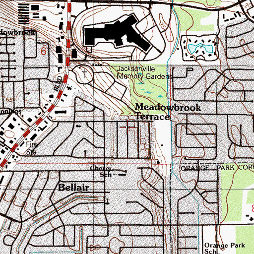 Topographic Map of Meadowbrook Terrace, FL