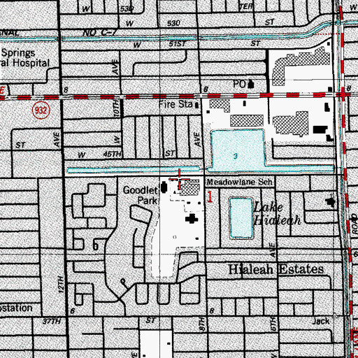 Topographic Map of Meadowlane Elementary School, FL