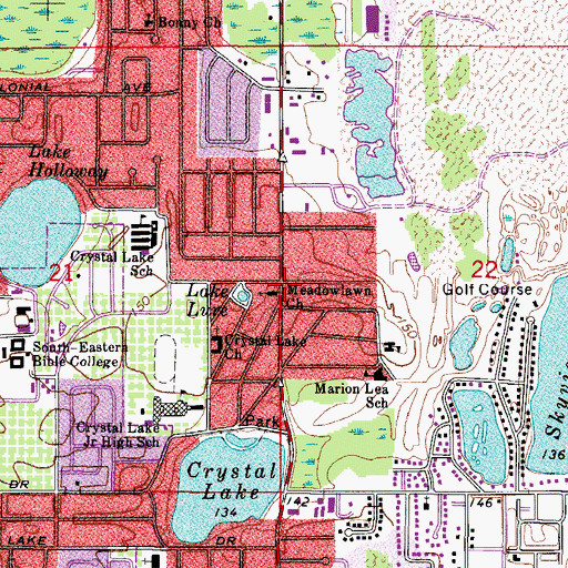 Topographic Map of Meadowlawn Church, FL