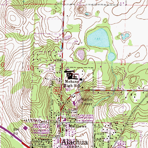 Topographic Map of Mebane High School, FL