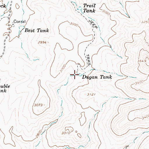 Topographic Map of Dugan Tank, AZ
