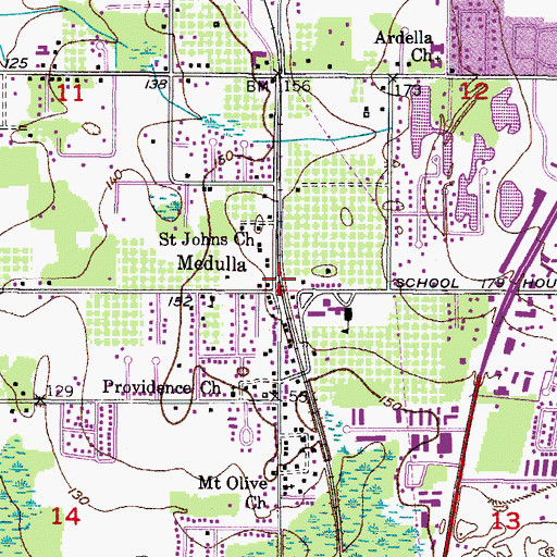 Topographic Map of Medulla, FL