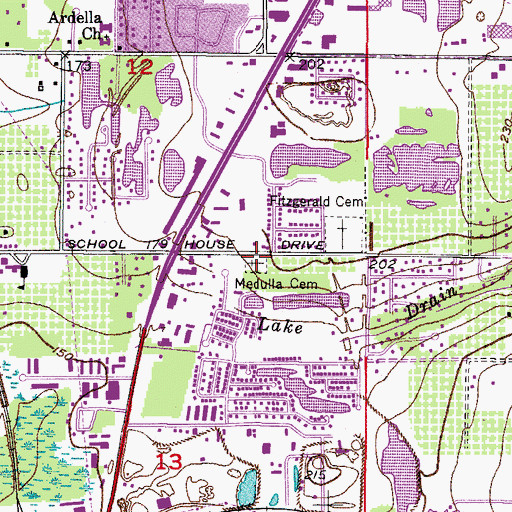 Topographic Map of Medulla Cemetery, FL