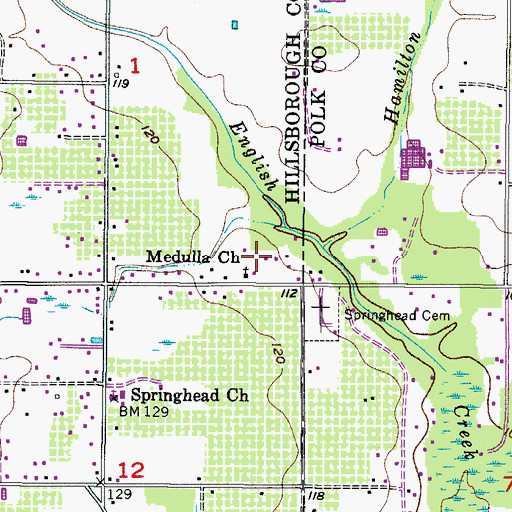 Topographic Map of Medulla Church, FL