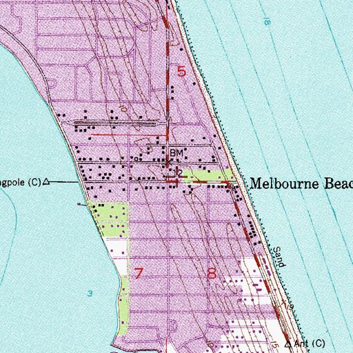 Topographic Map of Melbourne Beach, FL